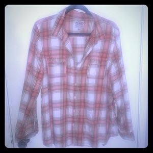 Pink and Tan Plaid Flannel